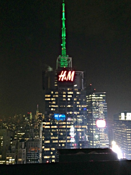Gazing out at the H & M sign